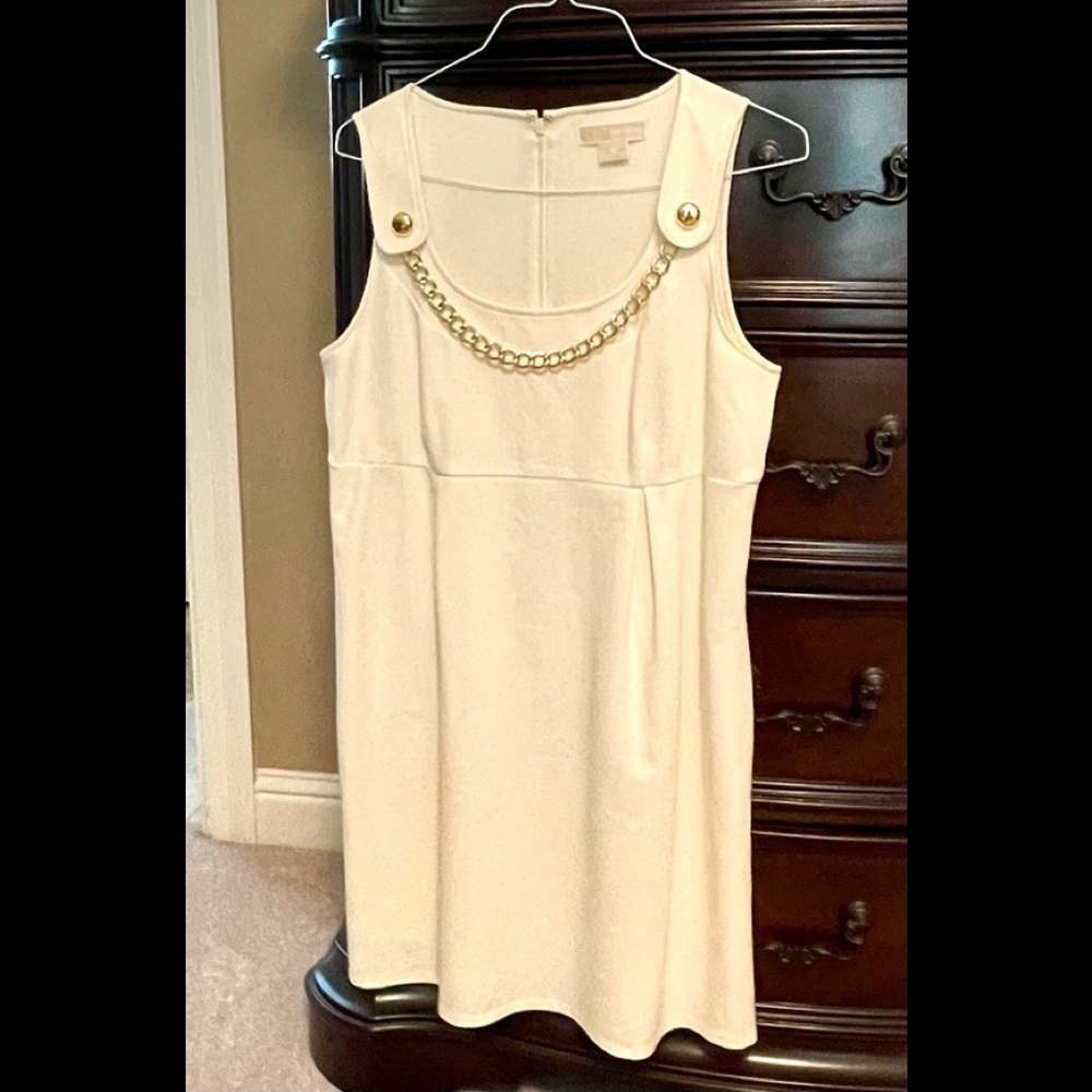 MICHAEL KORS dress ivory knit tank gold chain Sz12